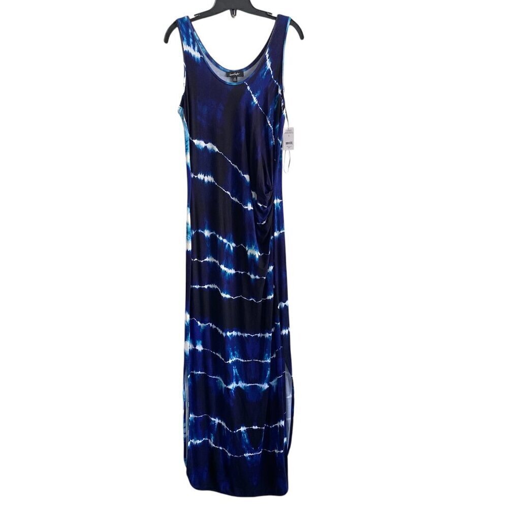 Lord & Taylor Marine Aqua Tie Dye Maxi Dress Sz S NWT